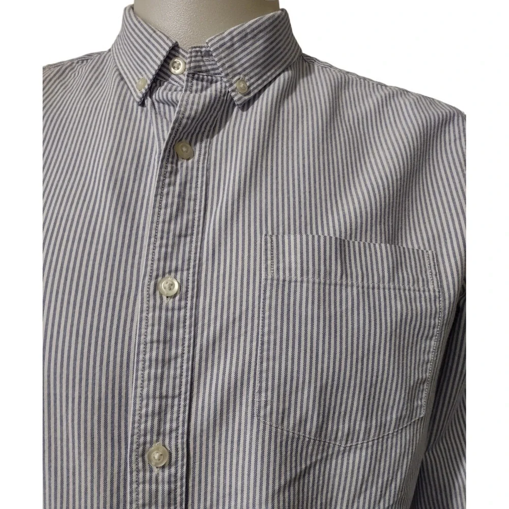 Banana Republic Shirt Men's Large Camden Fit Blue Striped Long Sleeve‎ Button Up